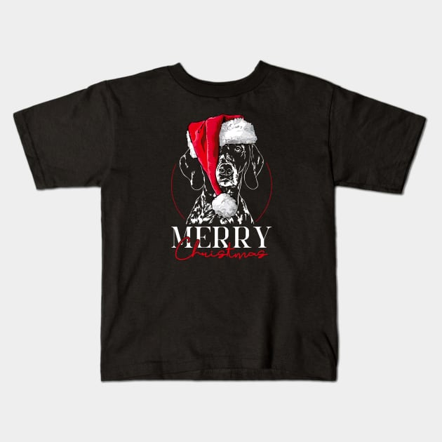 Santa German Shorthaired Pointer Merry Christmas dog Kids T-Shirt by wilsigns